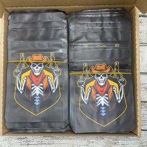 NIB Ziplock Mylar Bags - Cowboy Skeleton Print
